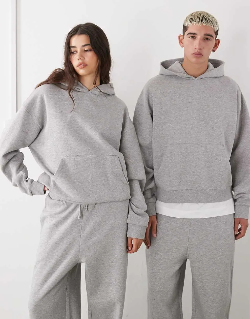 Reclaimed Vintage unisex heavyweight boxy hoodie in grey marl