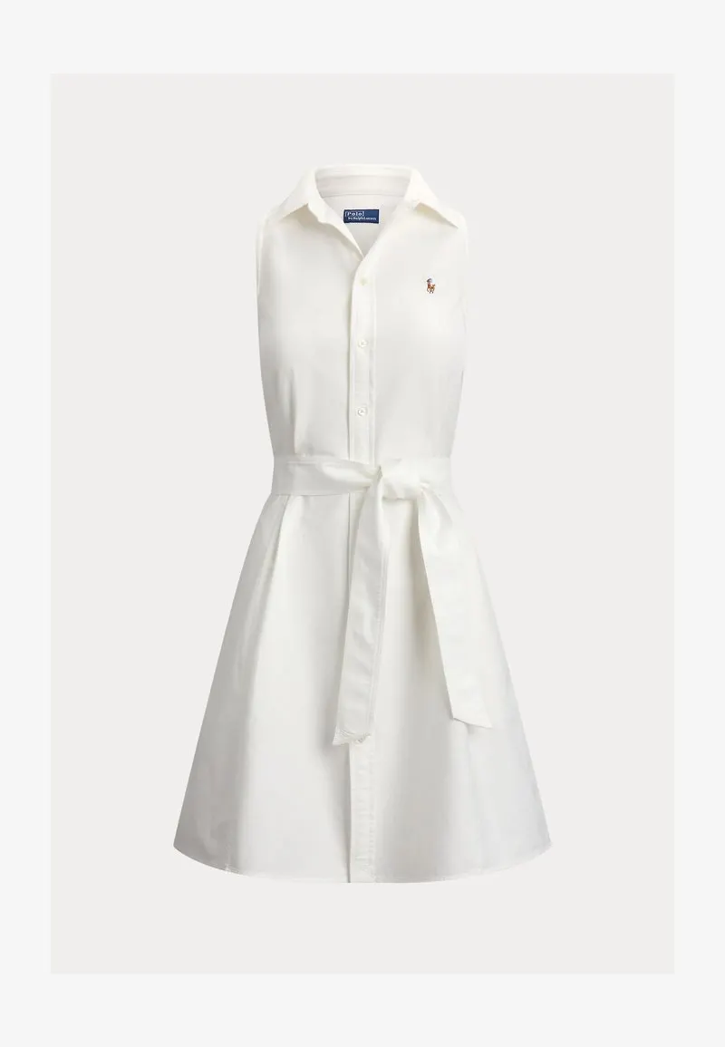 COTTON OXFORD SLEEVELESS SHIRTDRESS - Skjortekjole - white