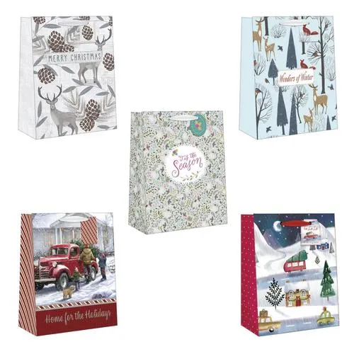 Paper Images Medium Holiday Gift Bags - 5 Pack