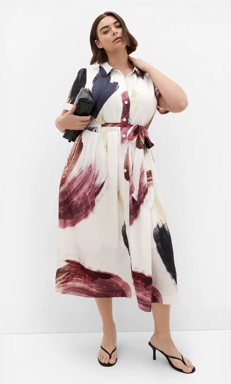 Alexi Muse Print Shirt Dress - ivory