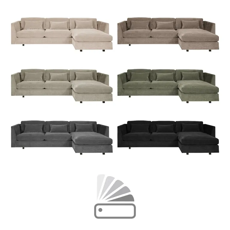 Hjellegjerde Dyp 3 seter med sjeselong 3 seter duo + stor sjeselong, armlen nr 5 ) stoff Liana Mole