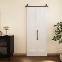 Puerta corrediza MDF doble blanca con kit negro 228 x 100 cm