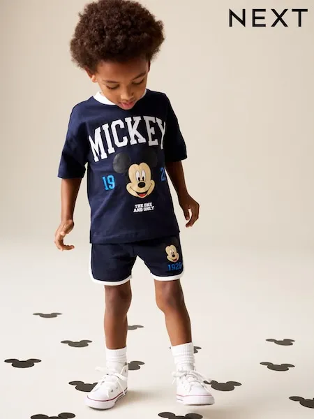 Navy Blue/White Mickey Mouse T-Shirt and Shorts Set (3mths-8yrs)