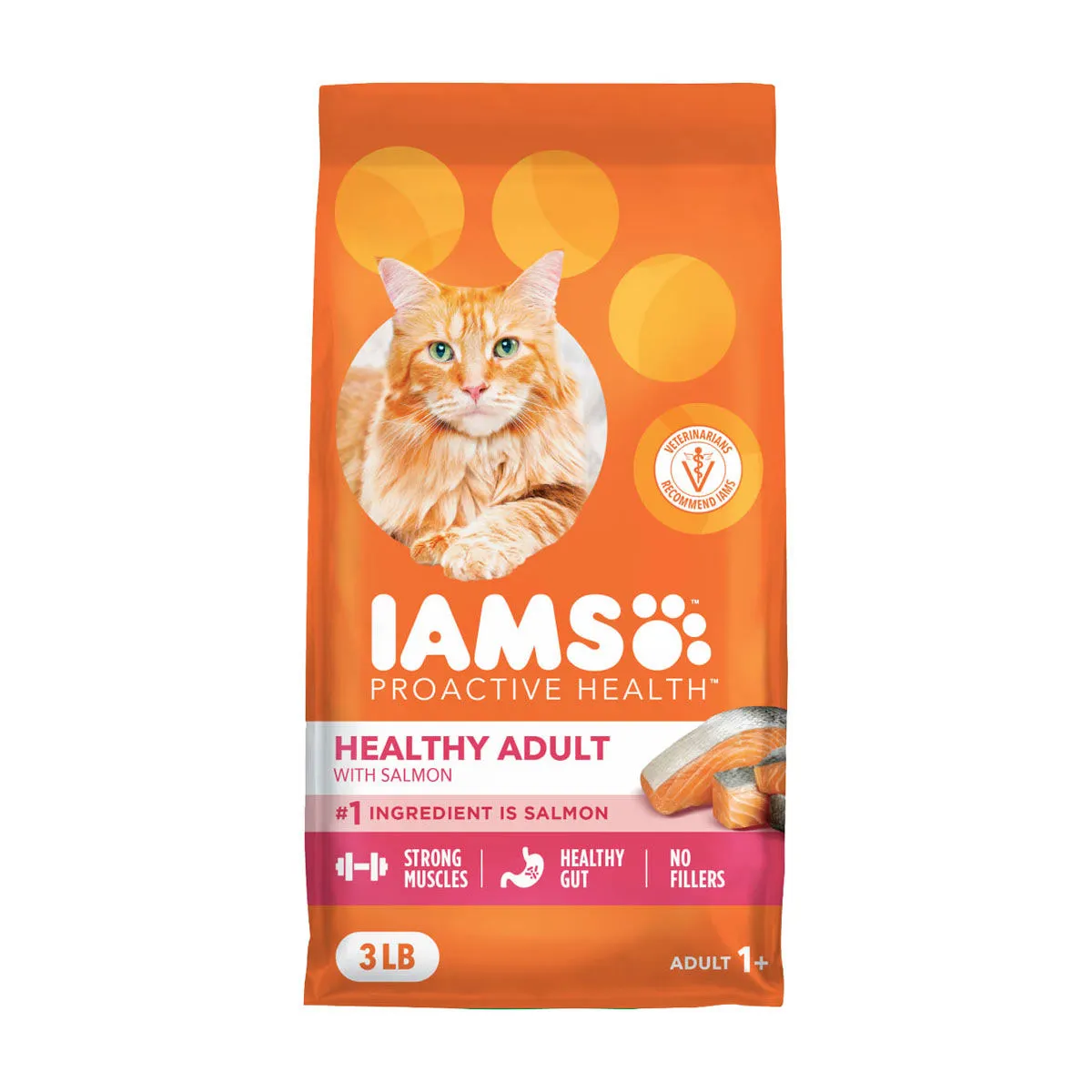 IAMS Proactive Health Healthy Adult Dry Cat Food with Salmon, 3 lb. Bag