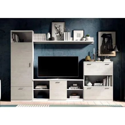 Composición de estilo contemporáneo en color blanco poro y cemento