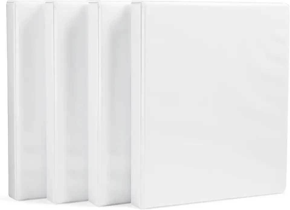 Amazon Basics 3-Ring Binder, 1-Inch - White, 4-Pack