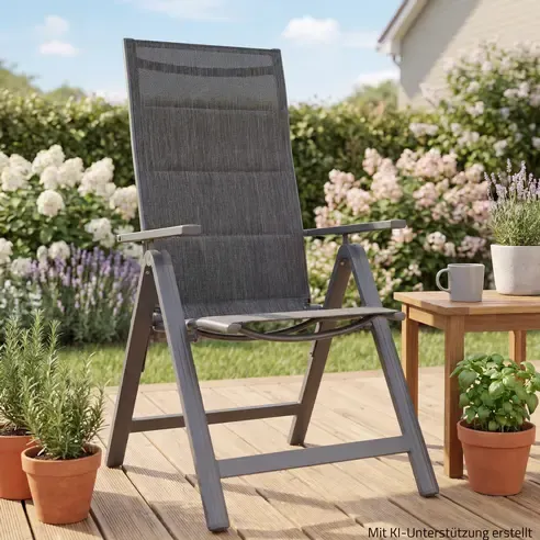 Gartensessel - dunkelgrau - Aluminium