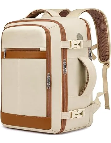 Travel Backpack for Women Airline Approved Carry On Backpack with Shoe Pouch,TSA 15.6inch Laptop Mochila Flight Approved Personal Item Bag for Weekender Overnight Bags Bookbag Travel Essentials,Beige