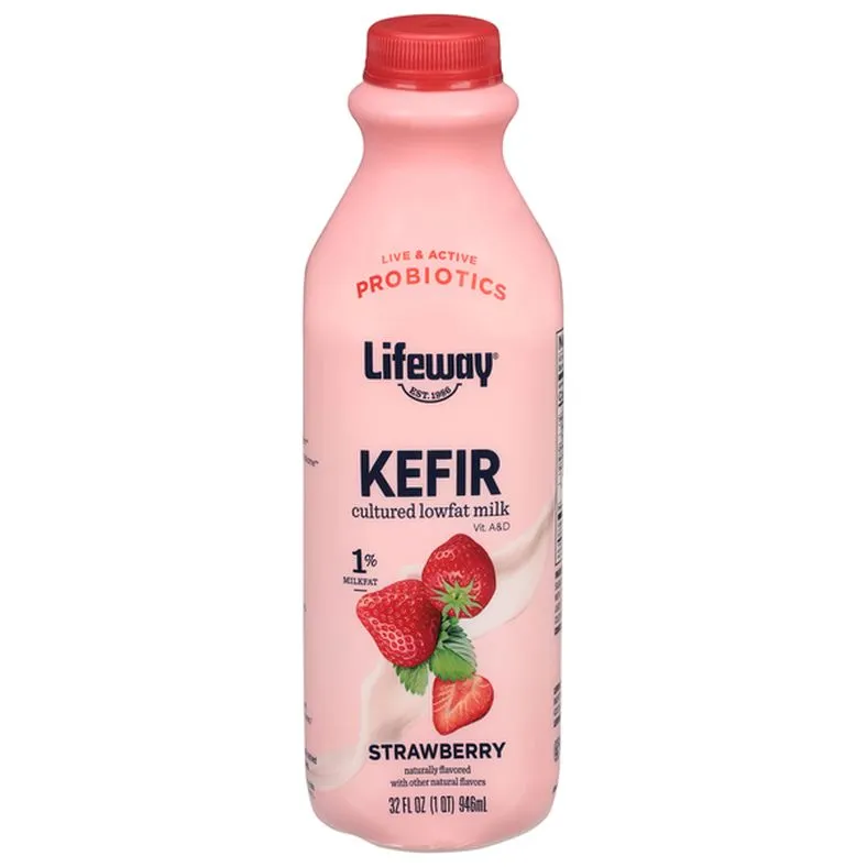 Lifeway Kefir, Cultured, Lowfat Milk, 1% Milkfat, Strawberry