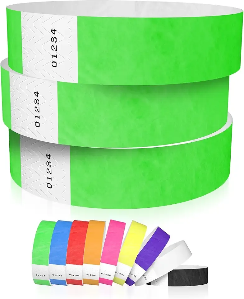 600 WristCo Neon Green Tyvek Wristbands for Events - Tamper-Proof Design & Fluorescent Color Prevent Reuse Premium-Grade Bracelets for Hospital & Medical ID, Party & VIP Identification