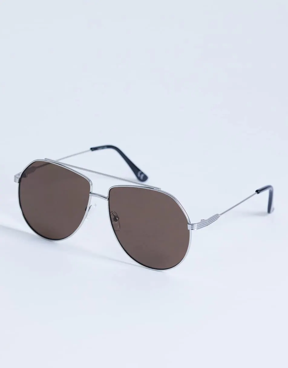 Topshop Croatia aviator metal frame sunglasses in silver