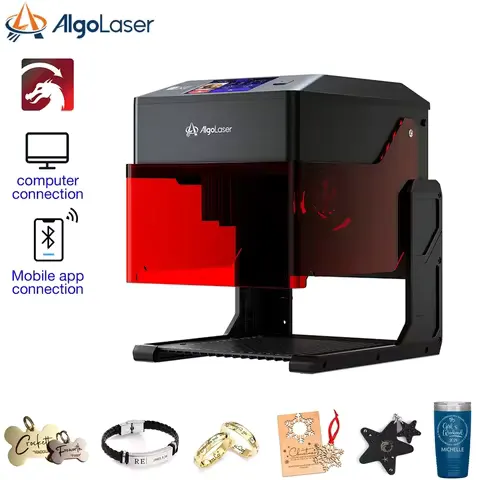 Algolaser Pixi 10W Protable Laser Engraver Cutter Woodworker Engraving Machine With 3'' Smart Screen Cutting Tools For DIY Logo Aluminum business cards, glass,woods