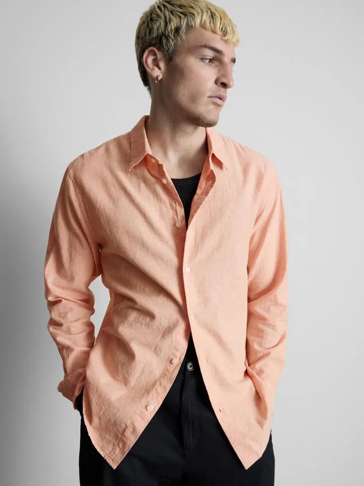 Chemise à manches longues en lin mélangé