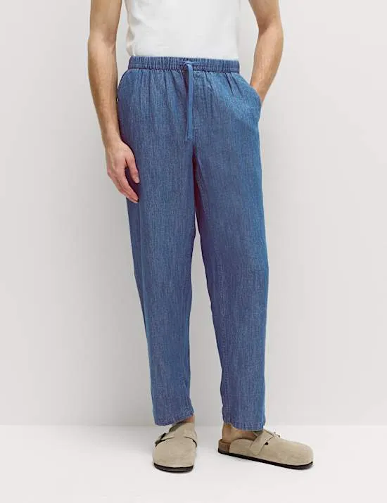 Loose Fit Linen Blend Elasticated Waist Trousers