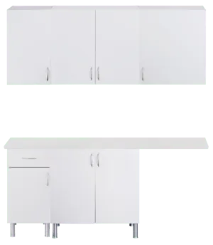 Mueble lavadero en kit Basic New blanco 180cm con 4 muebles altos y 3 bajos