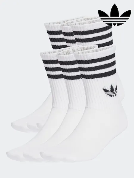 adidas Originals White 6 Pack Crew Socks 6 Pack