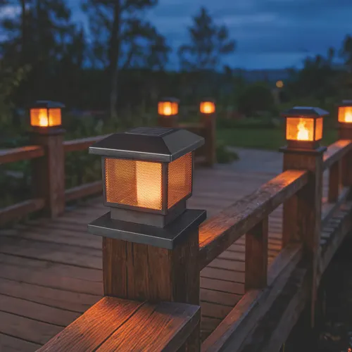 Patriot Lighting® Black Flicker Flame Solar LED Post Cap Light - 2 Pack