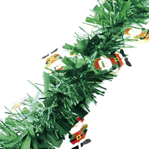 Enchanted Forest® 12' Thick Green Tinsel Christmas Garland with Santa