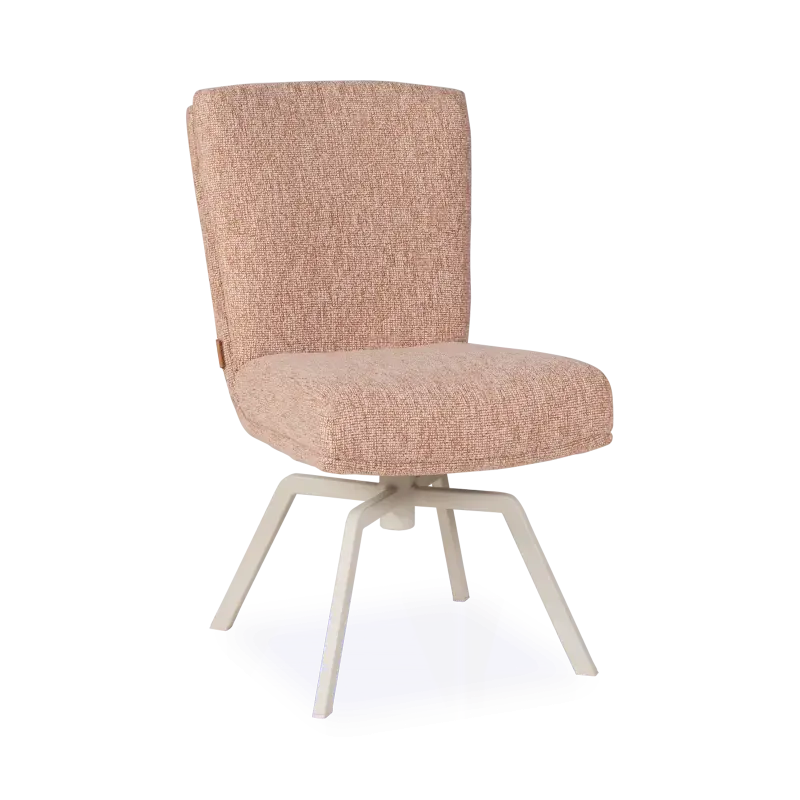 Eetkamerstoel Iska - draaibaar - flex rugleuning - stof Lodge Blossom - poot H wit