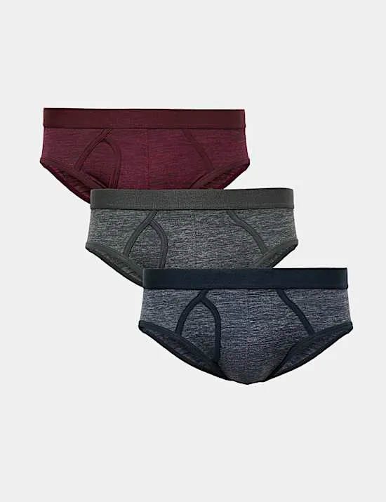 3er-Pack Slips mit hohem Baumwollanteil, Stretch und Space-Dye-Effekt
