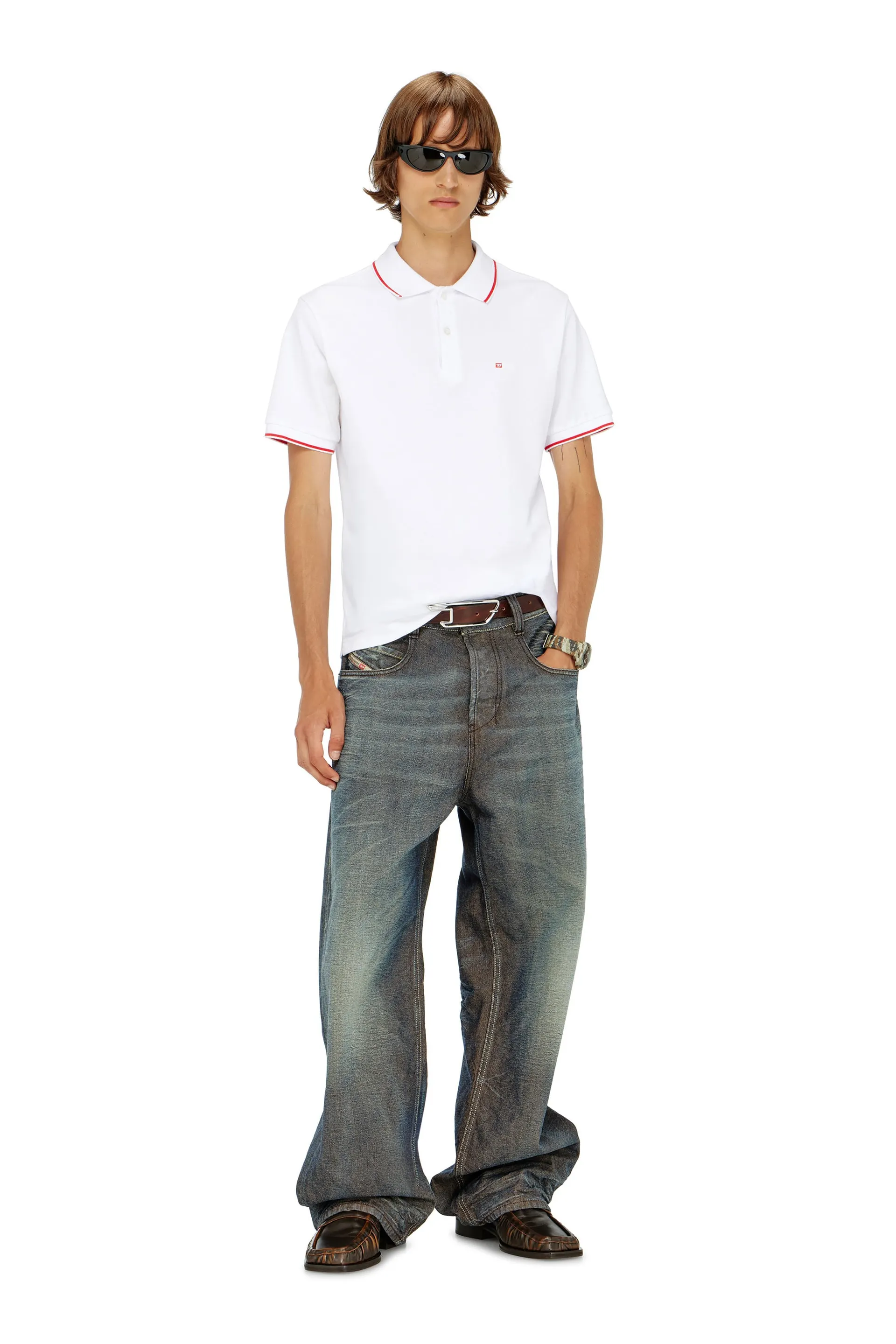 Polo shirt with micro Diesel embroidery