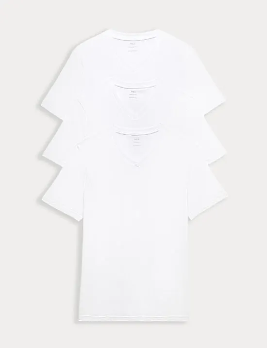 3 Pack Pure Cotton V-Neck T-Shirts