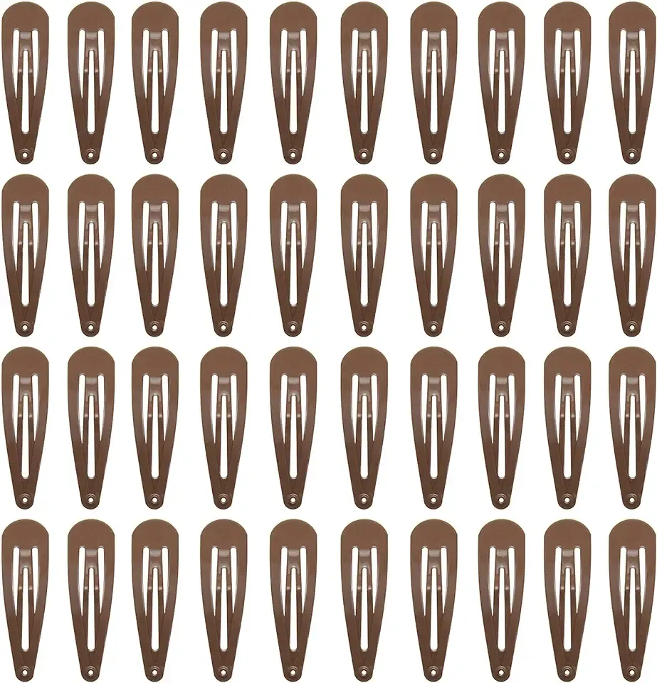 40 Counts Colorful Metal Snap Hair Clips 2 Inch Barrettes for Women Accessories (brown)