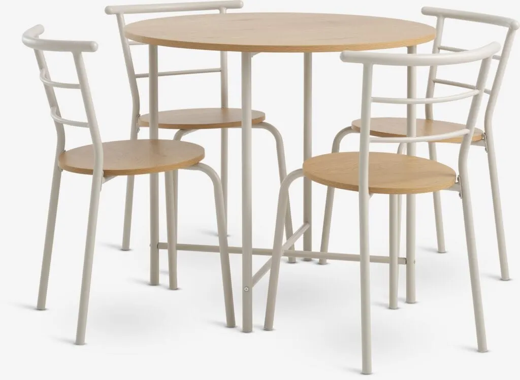 BREDSTRUP Tavolo Ø85 cm + 4 BREDSTRUP beige/rovere caldo