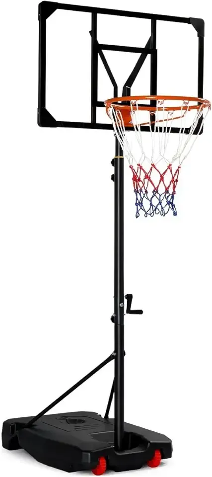 PEXMOR 5.05-8.53FT Portable Basketball Hoop, Adjustable to Any Height Easily, 33" Backboard for Teenagers, with Fillable Base & Wheels, Basketball Goal for Outdoor, Indoor, Backyard, Driveway