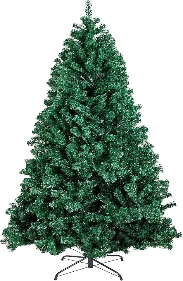 6FT 1,300 Tips Artificial Christmas Pine Tree Fake Xmas Spruce Trees Holiday Decoration with Metal Stand Easy Assembly for Outdoor and Indoor Decor Green