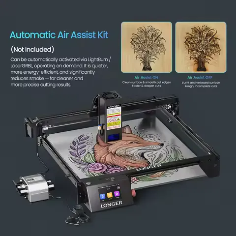 LONGER RAY5 20W Laser Engraver 32-bit Chipset WIFI 0.08*0.1mm Laser Spot Touch Screen Engraving Cutting Machine Area 375*375mm