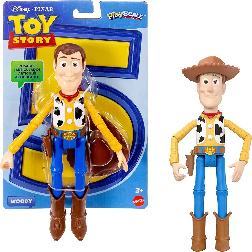 Mattel Disney and Pixar Toy Story Woody Action Figure Playscale 9.2 Inch Cowboy Sheriff, 14 Posable Joints, Movie Accurate Design, Removable Hat