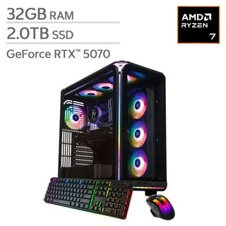 iBUYPOWER Element Gaming PC Desktop - AMD Ryzen 7 9800X3D - NVIDIA GeForce RTX 5070 12GB - 32GB RAM, 2TB SSD