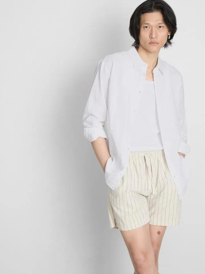 Chemise à manches longues en lin mélangé