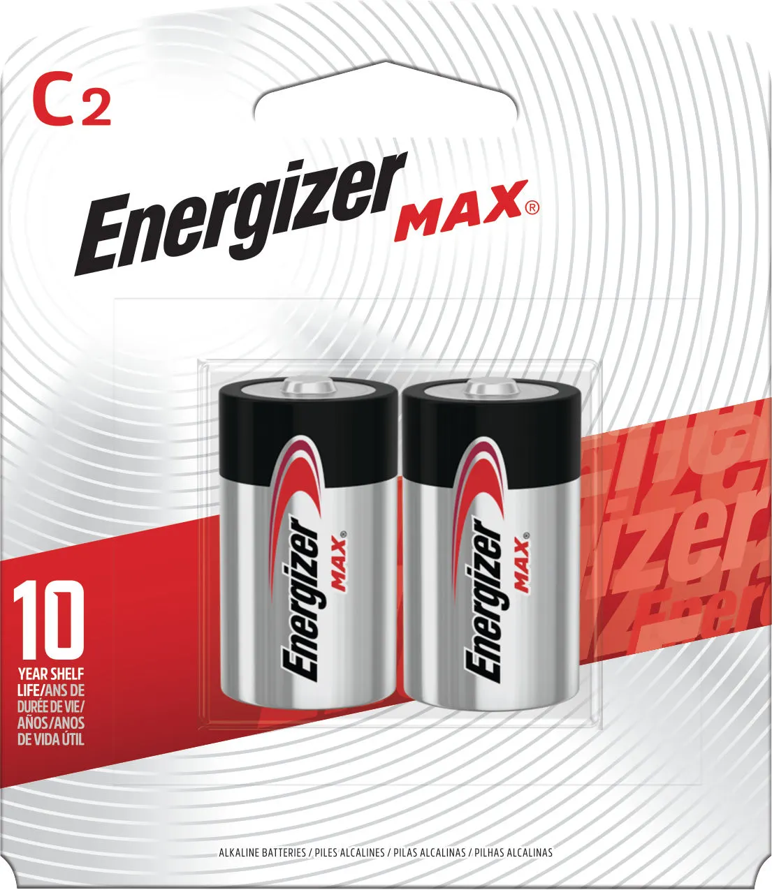 Energizer MAX C Batteries (2 Pack), C Cell Alkaline Batteries