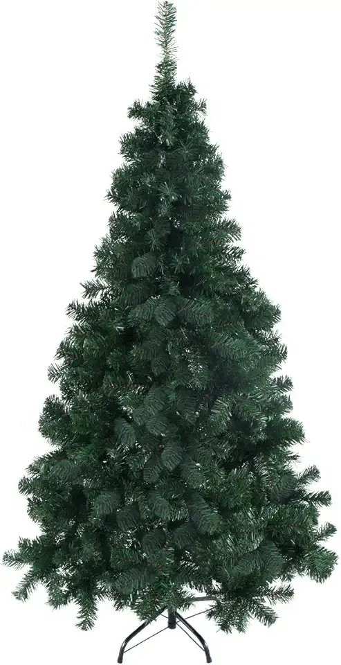 GOFLAME 5FT PVC Artificial Green Christmas Tree Home Holiday Décor with Metal Stand 350 Branches Holiday Indoor Decoration, Easy to Assemble