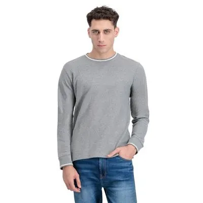 Playera Gravity Hombre Manga Larga Detalle En Contraste Gris