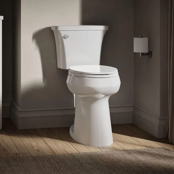 KOHLER Highline Arc Extra Tall 12 in.​ Rough In 2-​Piece 1.​28 GFP Single Flush Elongated Toilet in White with Soft Close Seat