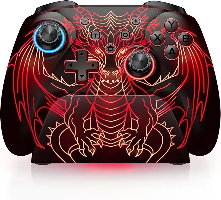 ELISWEEN Wireless Gaming Controller with Charging Dock for PC| Hall Effect Joystick & 1000Hz Polling | Programmable Back Buttons, RGB, Turbo, Gyro | Compatible with Switch/Switch 2, Android, iOS