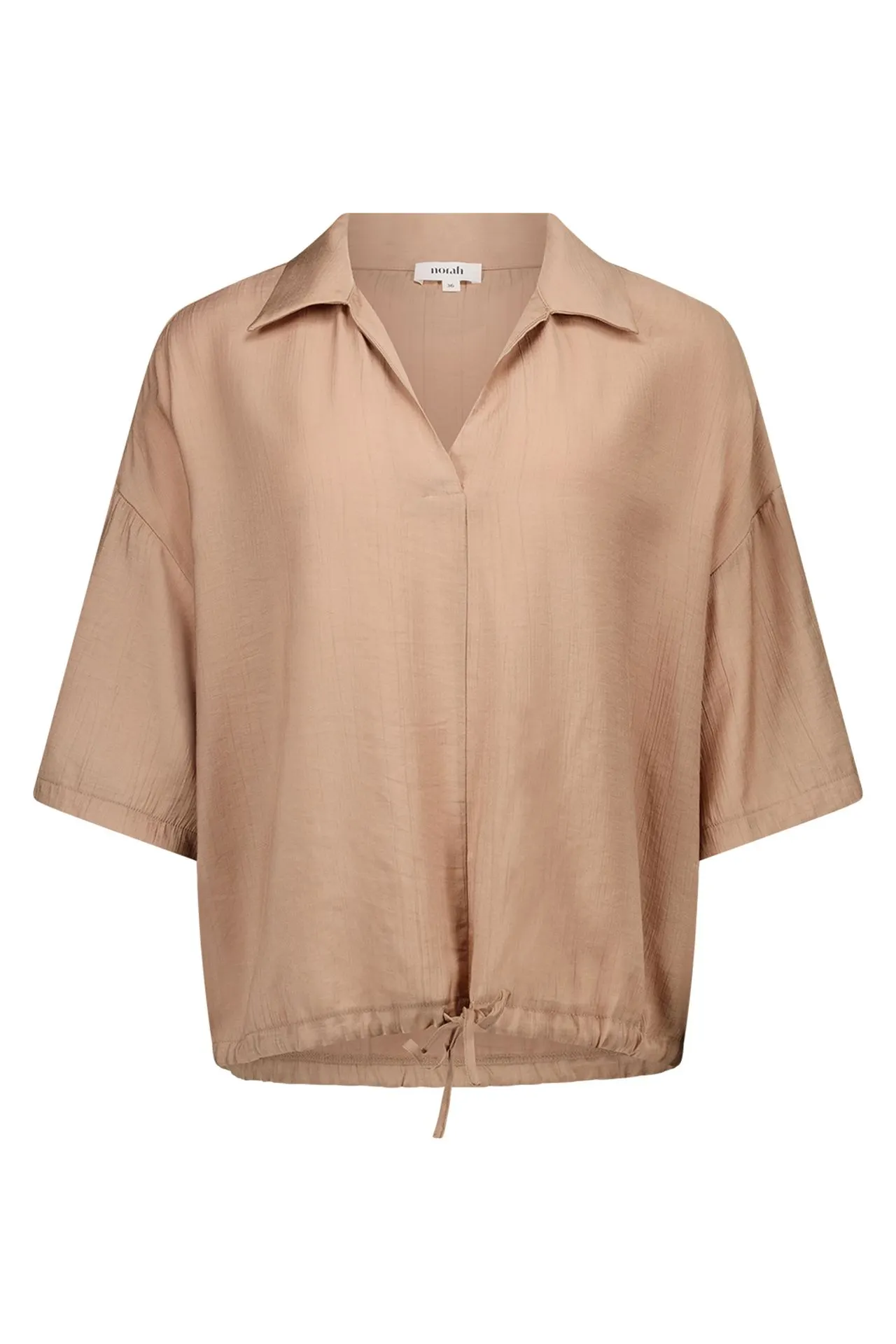Zandkleurige blouse met strikkoord