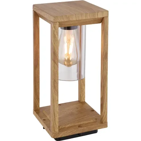 Sockelleuchte - Holzoptik - Aluminium - 35 cm hoch