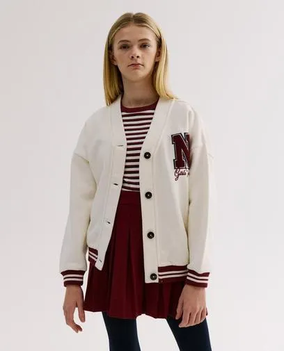 Cardigan met opschrift van badstof