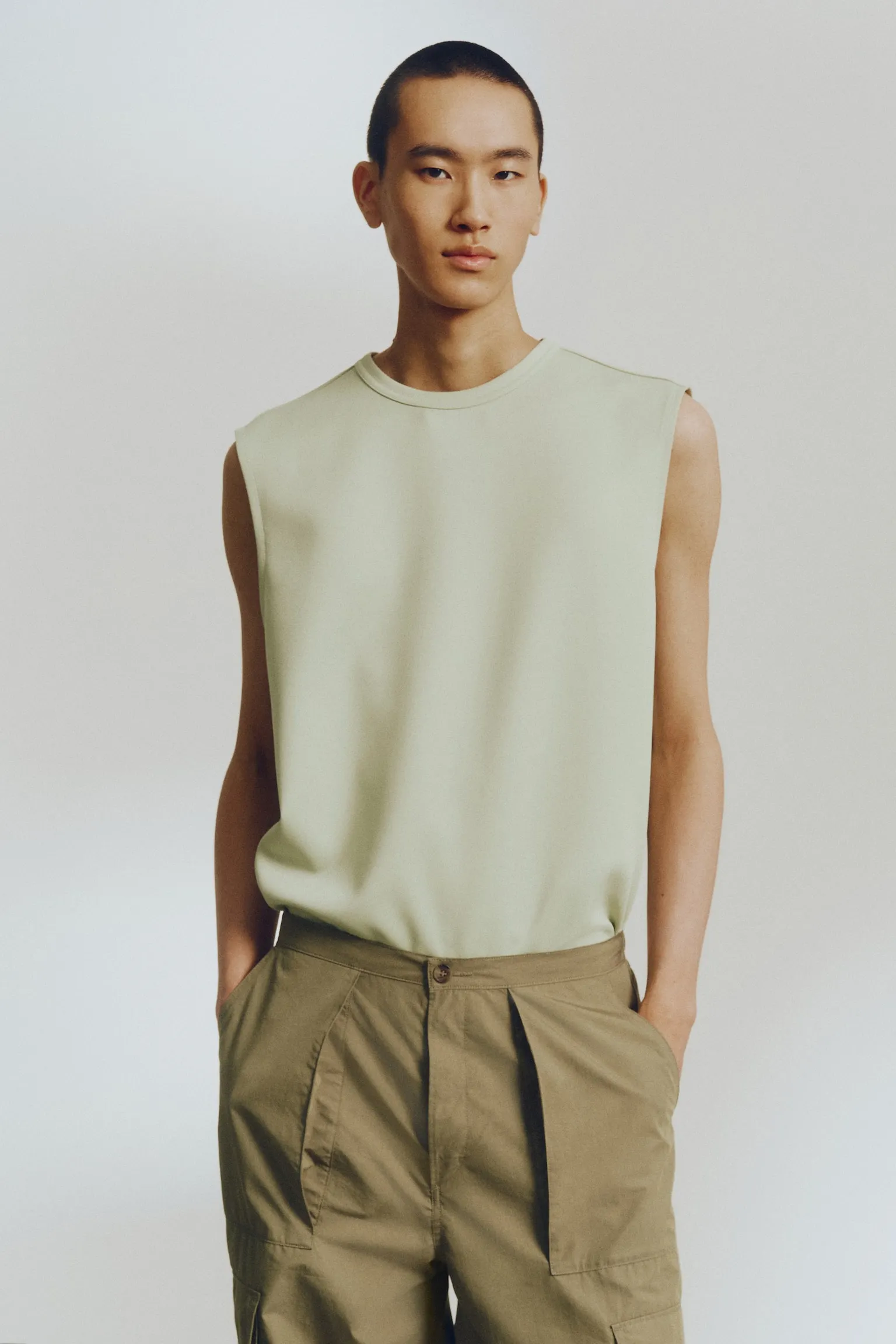 Top sin mangas Loose Fit en tela scuba