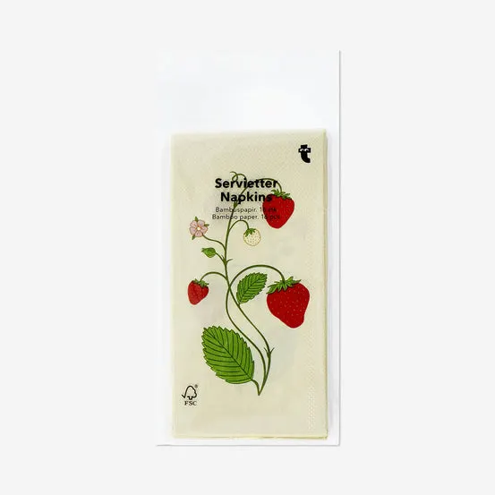 Cocktailservietter med jordbær - 16 stk