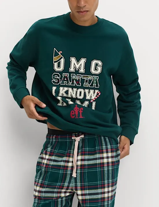 Weihnachtlicher Schlafanzugset mit hohem Baumwollanteil im Familienlook mit Elfenmotiv