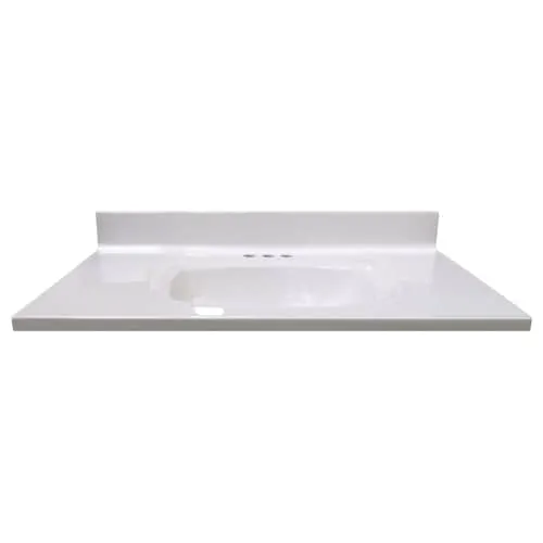 37-Inch W x 22-Inch D Vanity Top in White with Rectangular Recessed Bowl