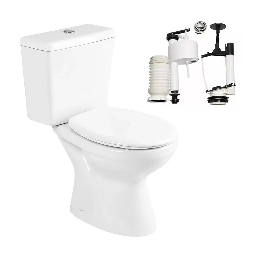 Kit inodoro largo Italiana con depósito y accesorios blanco brillante