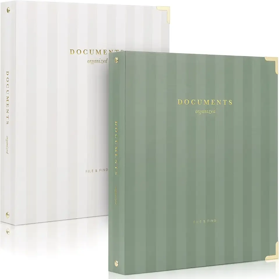 Aesthetic 3 Ring Binder Set of 2 - Sturdy 1 Inch Binder Fits Letter Sized Paper - A Cute Three Hole Ring Holder for Women or Men with Pocket Easily Organizes Your Paperwork for School, Office or Work