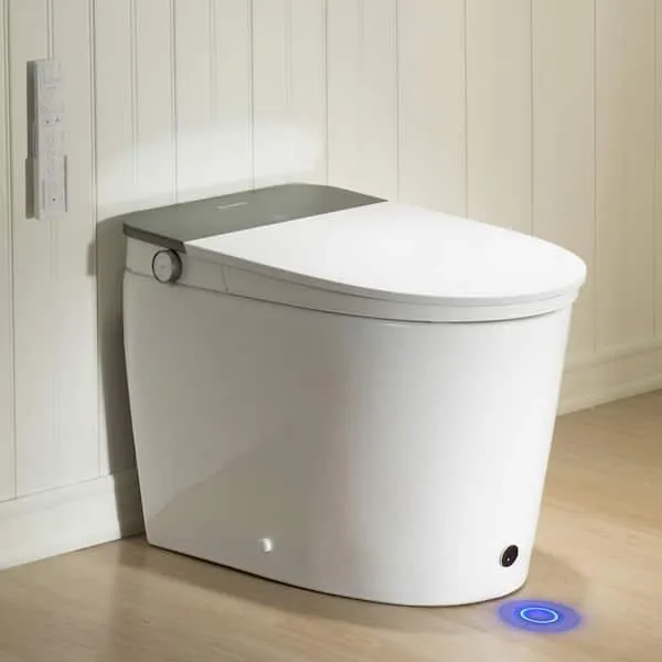 Casta Diva Family Care Elongated Smart Bidet Toilet 1.28 GPF in White with Foam Shield, Auto Open/Close, Kid-Friendly Design