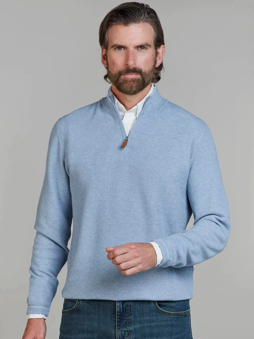 HALF ZIP STRUCTURE SWEATER